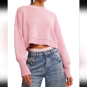 Free People NWT Easy Street Cropped Sweatet in Lollipop